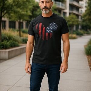 Patriotic Mickey Mouse Tee  Mens M  100% Cotton - NWOT